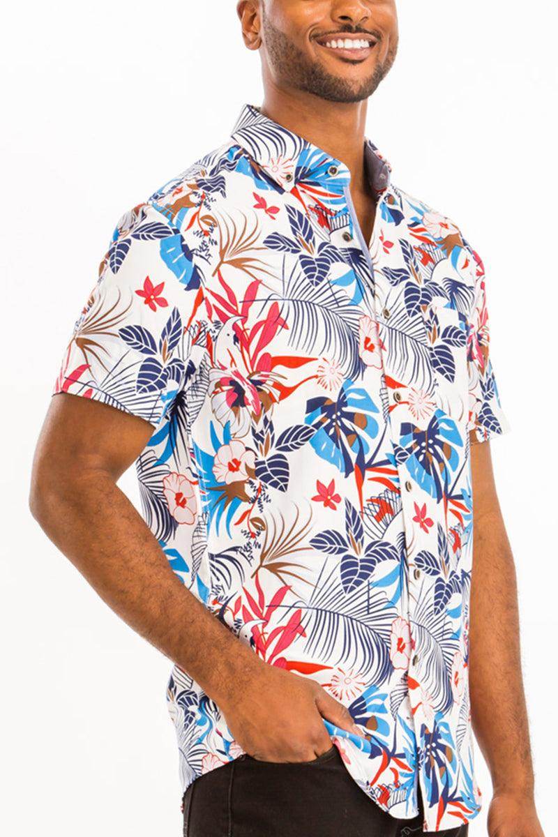 White Multi Hawaiian Shirt and Cargo Short Set - VacationGrabs