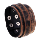 Wide Cuff Punk Bracelets Vintage 3 Layers Black Brown - VacationGrabs
