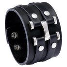 Wide Cuff Punk Bracelets Vintage 3 Layers Black Brown - VacationGrabs