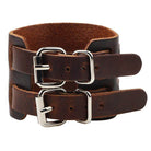 Wide Cuff Punk Bracelets Vintage 3 Layers Black Brown - VacationGrabs