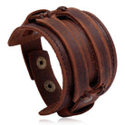 Wide Cuff Punk Bracelets Vintage 3 Layers Black Brown - VacationGrabs
