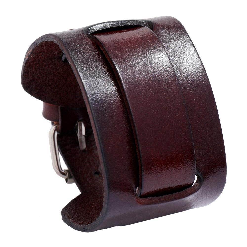 Wide Cuff Punk Bracelets Vintage 3 Layers Black Brown - VacationGrabs