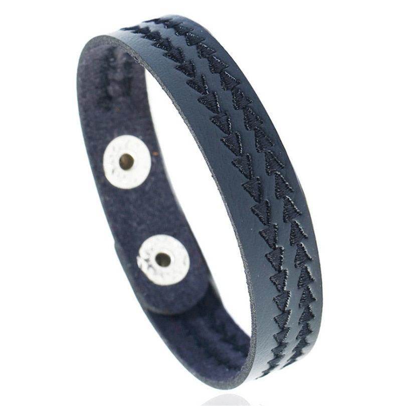 Wide Cuff Punk Bracelets Vintage 3 Layers Black Brown - VacationGrabs