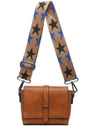 Sifides wide strap shoulder bag in brown with a stylish star-patterned strap for casual outings