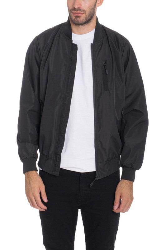 WEIV Men's Black Windbreaker for Travel with Lightweight Fabric and Casual Style