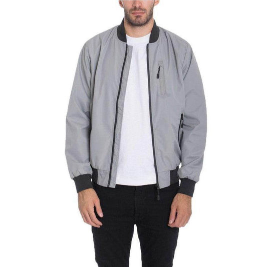 Gray WEIV Men's Windbreaker for Travel with Zip Pockets and Comfortable Fit