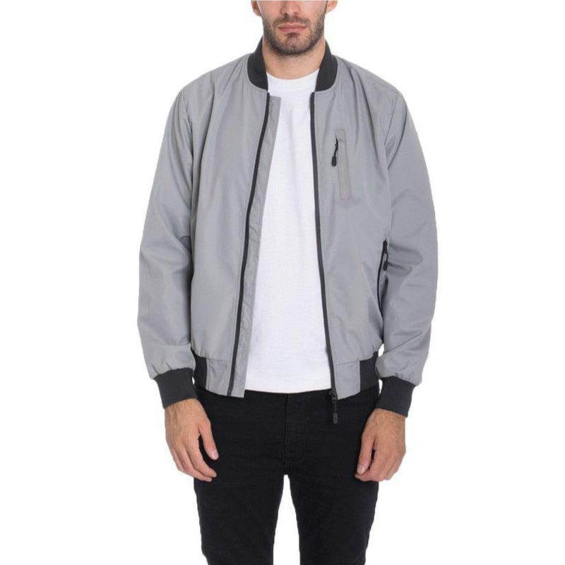 Gray WEIV Men's Windbreaker for Travel with Zip Pockets and Comfortable Fit