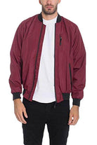WEIV Men's Burgundy Windbreaker for Travel with Zip Pockets and Lightweight Design
