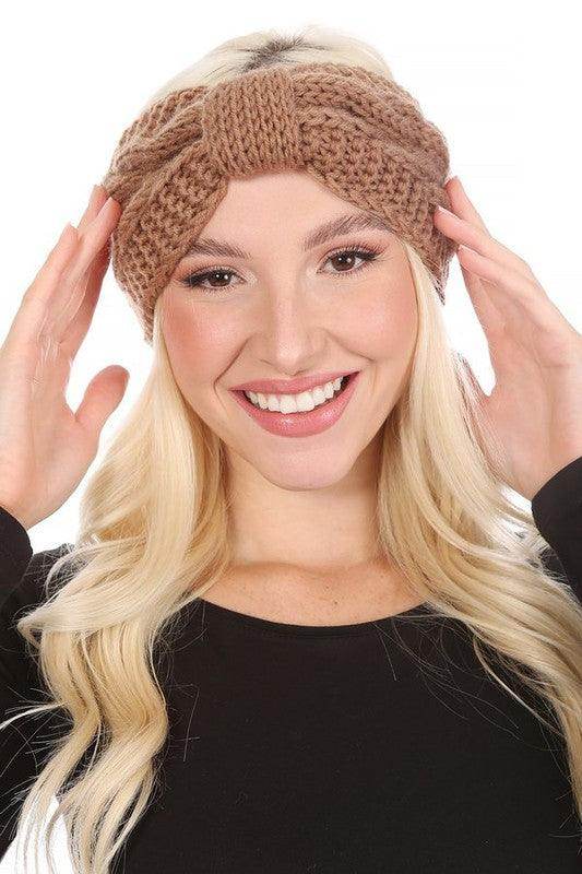 Winter Crochet Bow Twisted Head Band - VacationGrabs