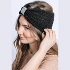 Winter Rhinestone Bow Knitted Head Band - VacationGrabs