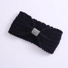 Winter Rhinestone Bow Knitted Head Band - VacationGrabs