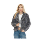 Women Charcoal Gray Faux Fur Jacket - VacationGrabs