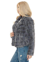 Women Charcoal Gray Faux Fur Jacket - VacationGrabs