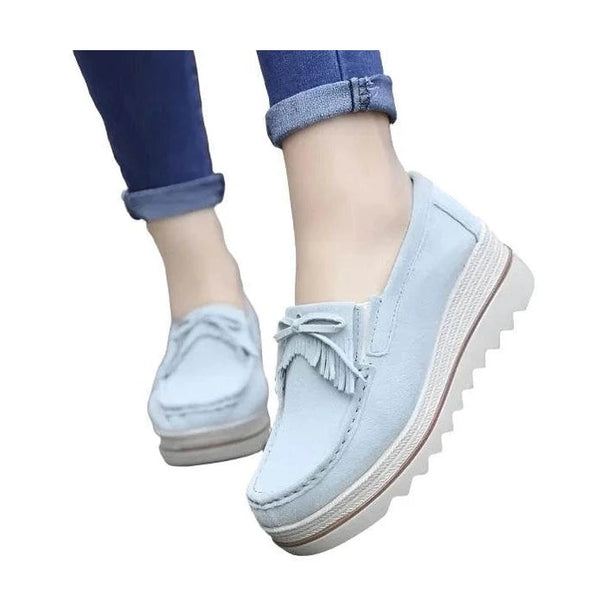 Women Flats Platform Shoes Casual Thick Tassel Slip On - VacationGrabs