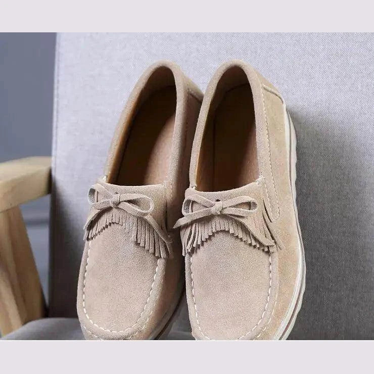 Women Flats Platform Shoes Casual Thick Tassel Slip On - VacationGrabs