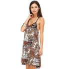 Women's Back Slit V-Neck Chiffon Dress with Side Pockets - VacationGrabs