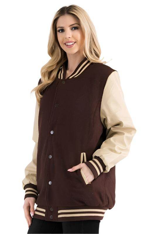Women's Boyfriend Oversized Letterman Jacket 8 Colors - VacationGrabs