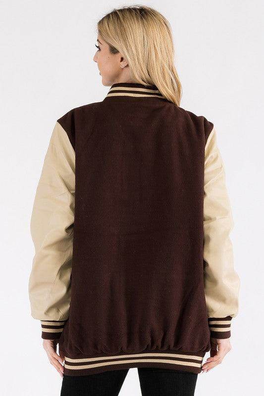 Women's Boyfriend Oversized Letterman Jacket 8 Colors - VacationGrabs