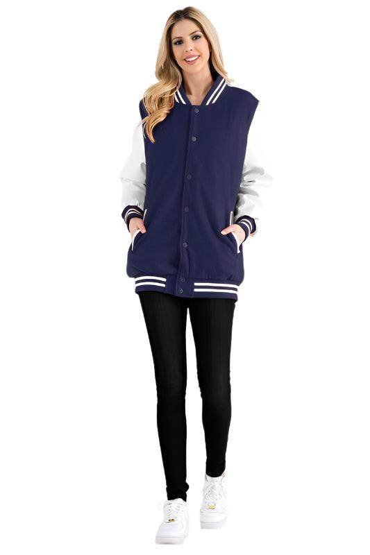 Women's Boyfriend Oversized Letterman Jacket 8 Colors - VacationGrabs
