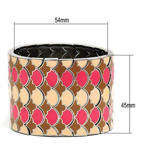 Wide Stretch Bracelet, Stainless Steel, Pink and Brown Pattern - VacationGrabs