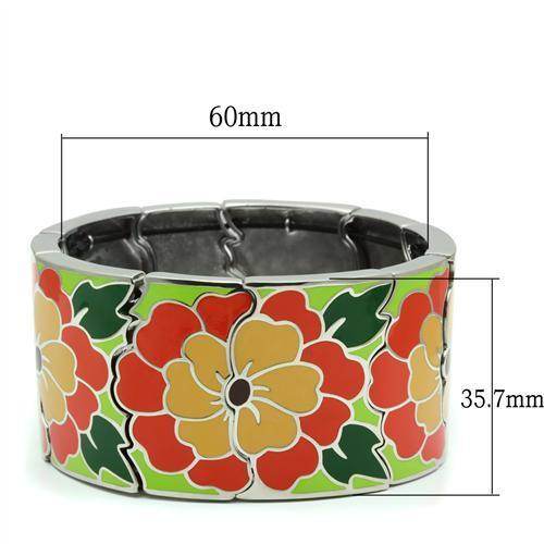 Floral Enamel Stretch Bracelet, Orange and Yellow Flowers - VacationGrabs
