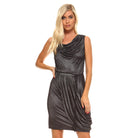 Women's Cowl Neck Dress with Waist Tie - VacationGrabs