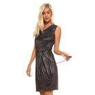 Women's Cowl Neck Dress with Waist Tie - VacationGrabs
