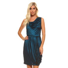 Women's Cowl Neck Dress with Waist Tie - VacationGrabs