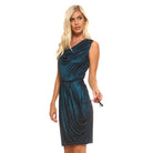 Women's Cowl Neck Dress with Waist Tie - VacationGrabs