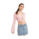 Women’s Crochet Cropped Top with Front Tie - VacationGrabs