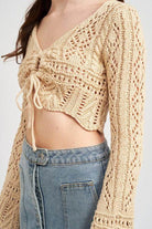Women’s Crochet Cropped Top with Front Tie - VacationGrabs