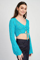 Women’s Crochet Cropped Top with Front Tie - VacationGrabs