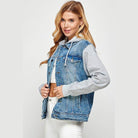 Women's Denim Jacket with Fleece Hoodies - VacationGrabs