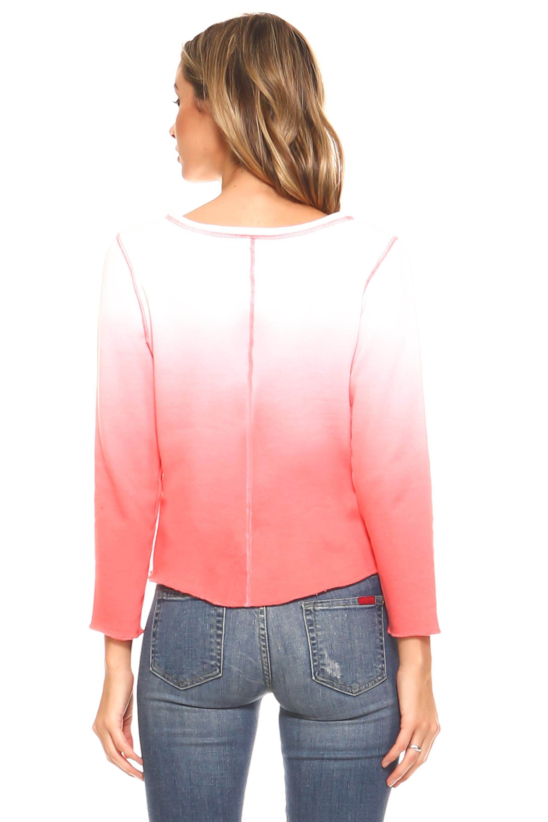 Women's Dip Dye French Terry Long Sleeve Screened - VacationGrabs