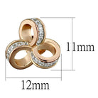 Elegant 925 sterling rhodium earrings featuring three interconnected gold rings with sparkling crystals