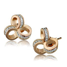 Stylish 925 sterling rhodium earrings featuring intertwined circles with sparkling stones