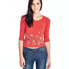 Women's Floral Embroidered Tie-Back Crop Sweater - VacationGrabs
