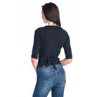 Women's Floral Embroidered Tie-Back Crop Sweater - VacationGrabs