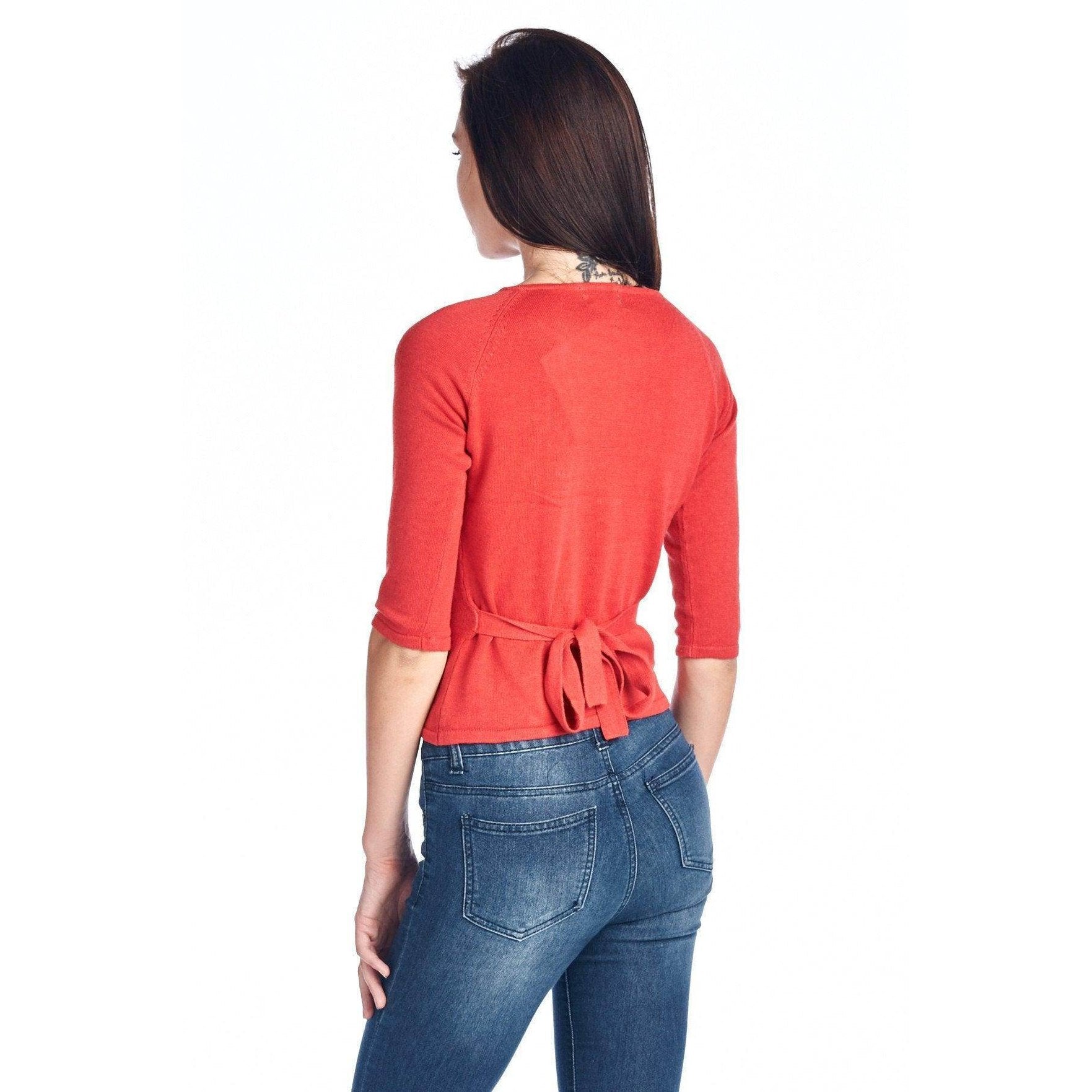 Women's Floral Embroidered Tie-Back Crop Sweater - VacationGrabs