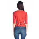 Women's Floral Embroidered Tie-Back Crop Sweater - VacationGrabs