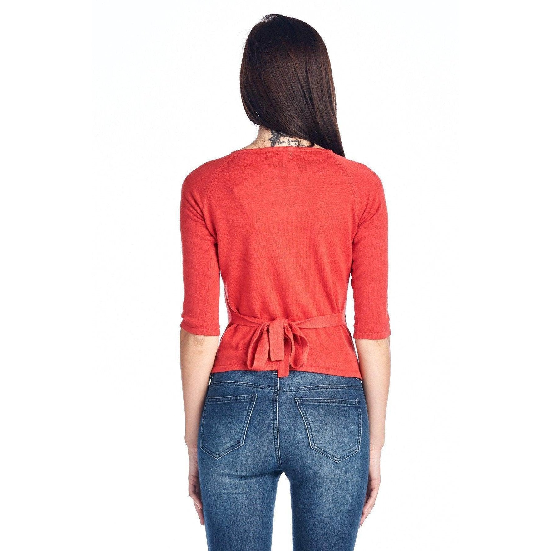 Women's Floral Embroidered Tie-Back Crop Sweater - VacationGrabs
