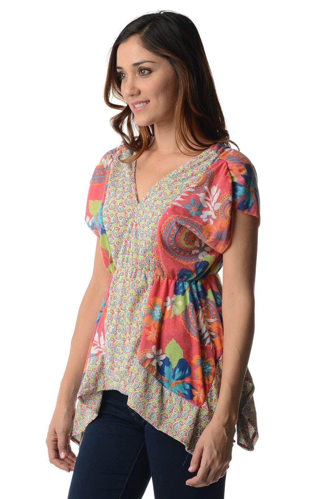 Women's Floral Printed Flutter Top - VacationGrabs