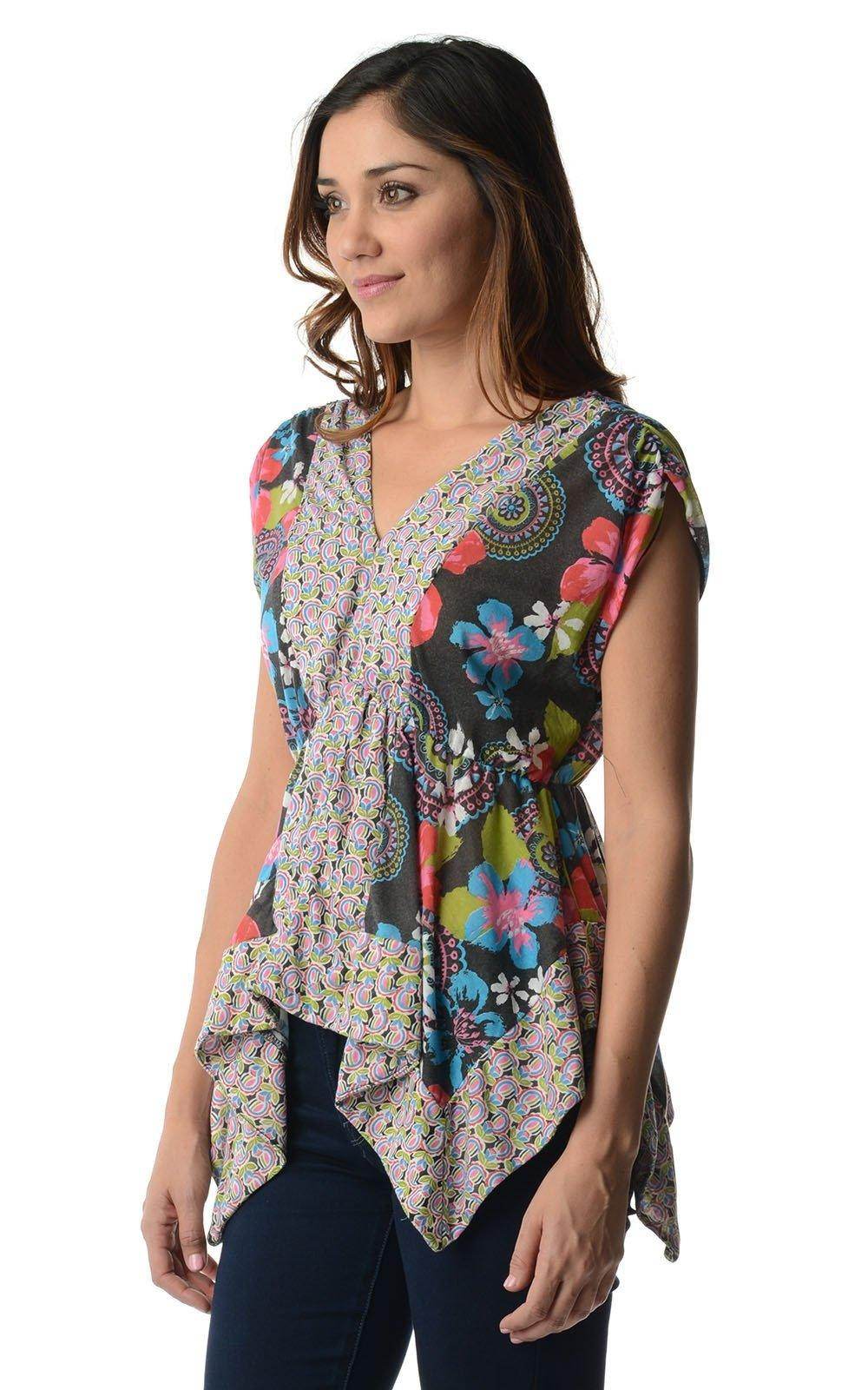 Women's Floral Printed Flutter Top - VacationGrabs