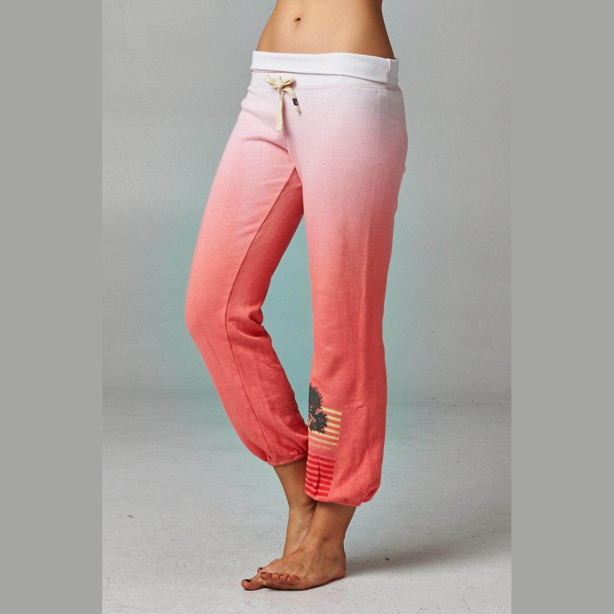 Women's Fold-over Waistband French Terry Dip Dye Screened - VacationGrabs