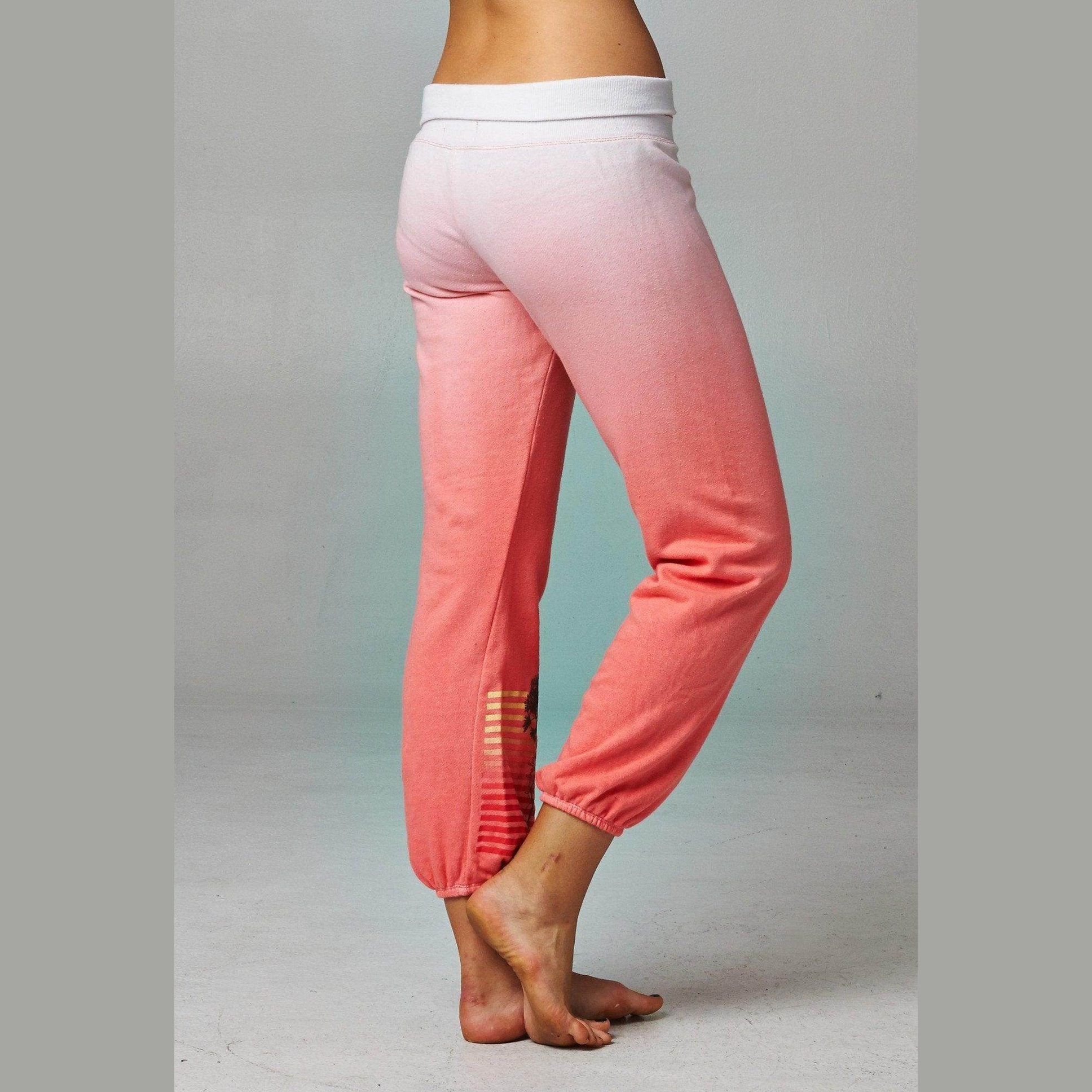 Women's Fold-over Waistband French Terry Dip Dye Screened - VacationGrabs