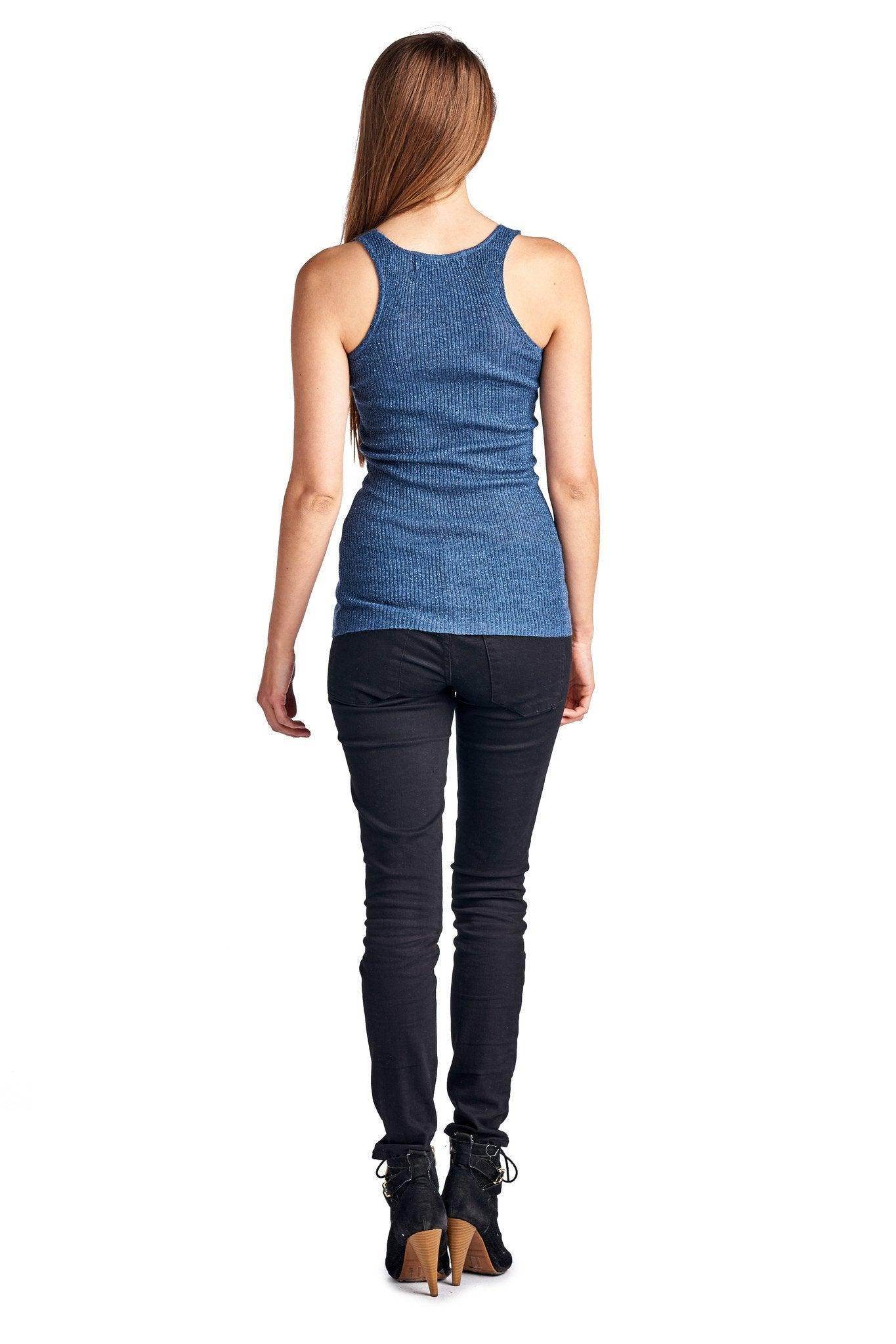 Women's Henley Tank with Lurex Thread - VacationGrabs