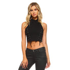 Women's High Neck Tie Crop Top - VacationGrabs