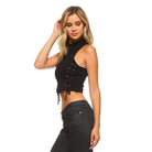 Women's High Neck Tie Crop Top - VacationGrabs