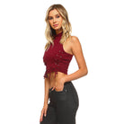 Women's High Neck Tie Crop Top - VacationGrabs