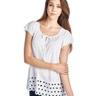Women's Jersey Keyhole Top with Hem Detail - VacationGrabs